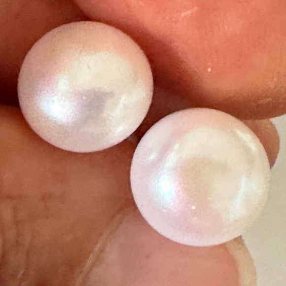 Pearl Stud Earrings - TWO Sizes - 925 Sterling Silver (10.3mm & 6.7mm) - Picture 5 of 12